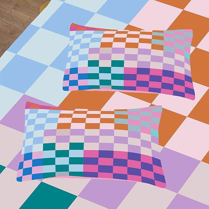 Tailor Shop Plaid Comforter Sets Twin Bedding Set Women Men Checkerboard Grid Bedding Boys Girls Checkered Geometric Room Decor with 1 Pillowcases