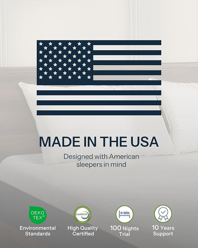 12 Inch Twin Mattress, Gel Memory Foam Twin Size Mattress Made in USA, Pressure Relief, Motion Isolation, CertiPUR-US Certified, Fiberglass Free Colchones in a Box Medium Firm, CY-12-T