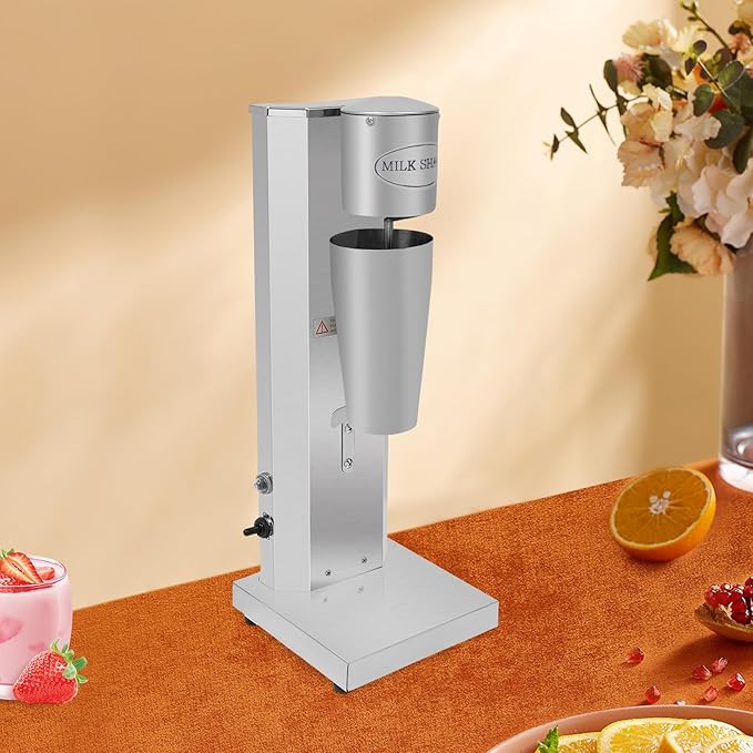 Electric Milkshake Maker, Commercial Stainless Steel Milk Shake Machine, Drink Mixers, 16000r/min & 800ml/Cup, Smoothie Milk Foam Tea Mixer Blender + 1 PP Cup, 180W 110V (1 Head)