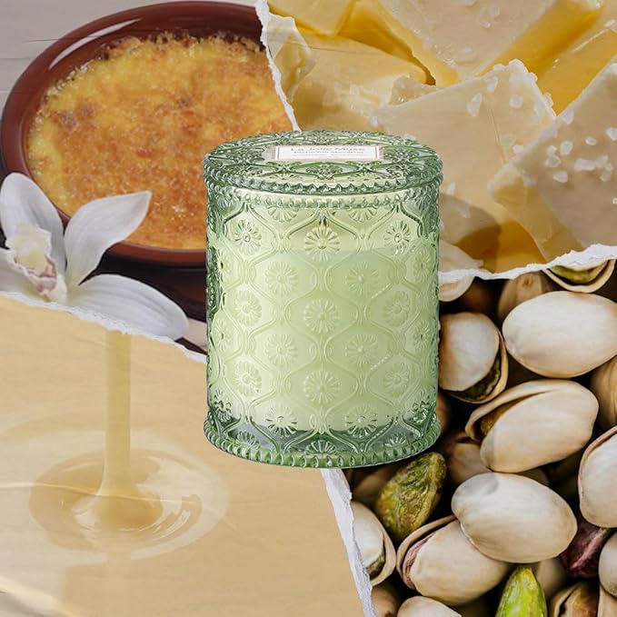 LA JOLIE MUSE Pistachio Macaron Scented Candle –Pistachio, Milk & Vanilla | 6 oz Fall Candle | Natural Soy Wax | 40 Hours Clean Burn | Gift for Dessert Lovers | Seasonal Home Décor