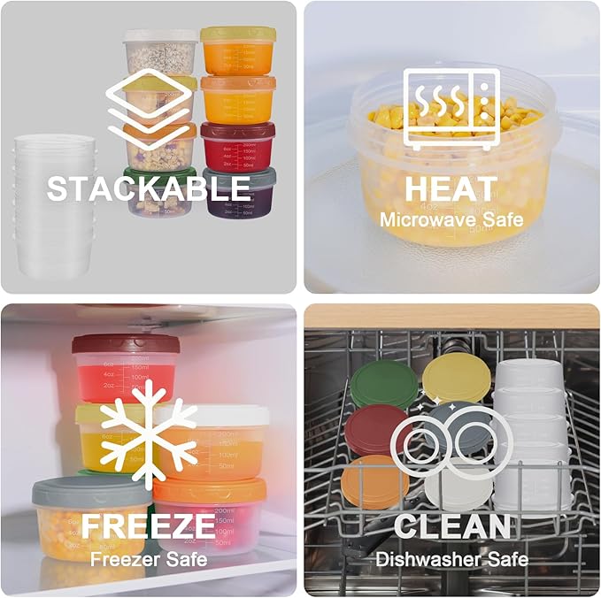 12pcs 10 oz Small Plastic Containers with Lids, Salad Dressing Container Reusable Small Food Storage Containers for Meal Prep, Leakproof, Microwave Dishwasher Freezer Safe, BPA-Free