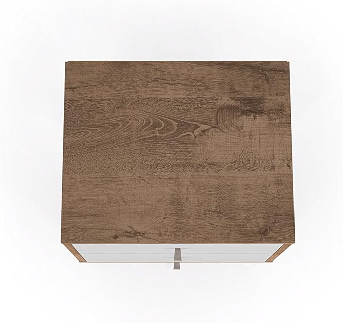 Manhattan Comfort Liberty Mid Century Modern Nightstand with Drawers, Bedside Table for Bedroom and Living Room, Night Stand Accent Decor, Easy Assembly, Brown/White