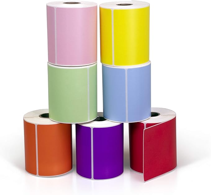 4" X 6" Direct Thermal Perforated Stickers Labels for Shipping Labels, Inventory, and Color Coding - Compatible with Zebra, Rollo, Godex and More (Teal, 48 Rolls)