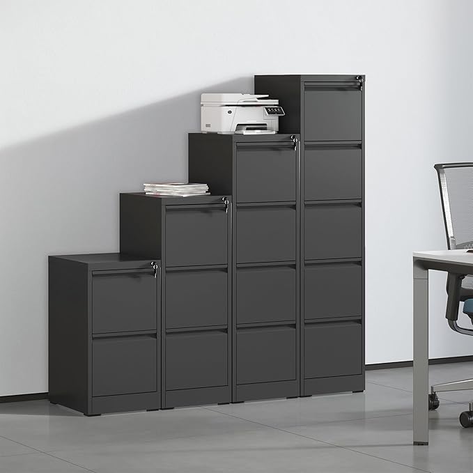 5 Drawer Metal File Cabinet Heavy Duty Locking File Cabinets Home Office Steel Filing Cabinet Vertical File Cabinets for Legal/Letter Size File,Assembly Required