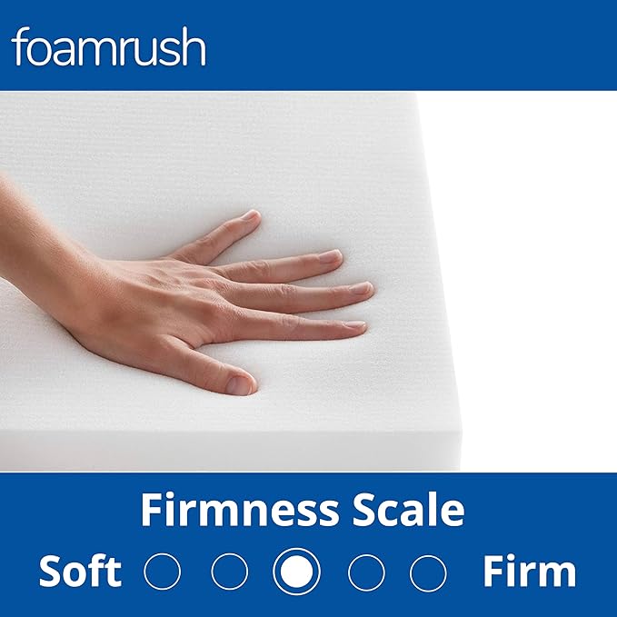 FoamRush 3-Inch Bunk (48" x 75") High Density Foam RV Mattress Replacement, Medium Firm, Pressure Relief Support, Travel Camper Trailer Truck, Made in USA, CertiPUR-US Certified, Cover Not Included