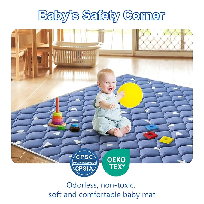 Lilyvibebearhappy Premium Foam Baby Play Mat, 72x48-Inch Baby Crawling Mat, Extra Large Soft Thicker Activity Playmats for Babies, Toddlers, Infants, Play & Tummy Time, Comfortable and Durable