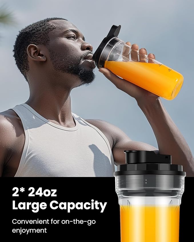 GDOR Blender for Smoothies, 900W Personal Blender with 2 * 24Oz BPA-Free To-Go Cups For Smoothies Milkshakes,and Juices,Healthy Recipe,Black