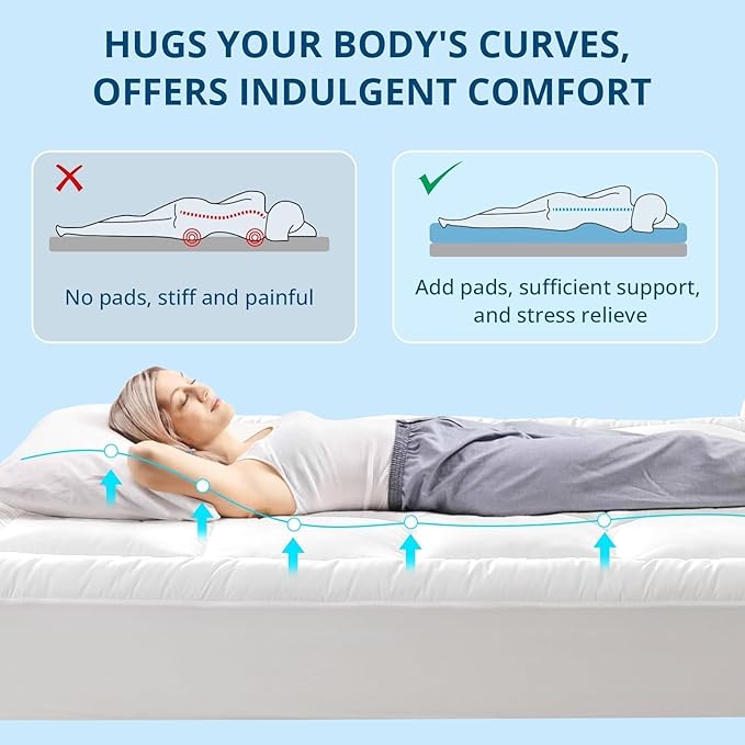 YUGYVOB Queen Mattress Topper Extra Thick, Cooling, and Breathable Mattress Pad 8-21" Deep Pocket Soft Down Alternative Fill
