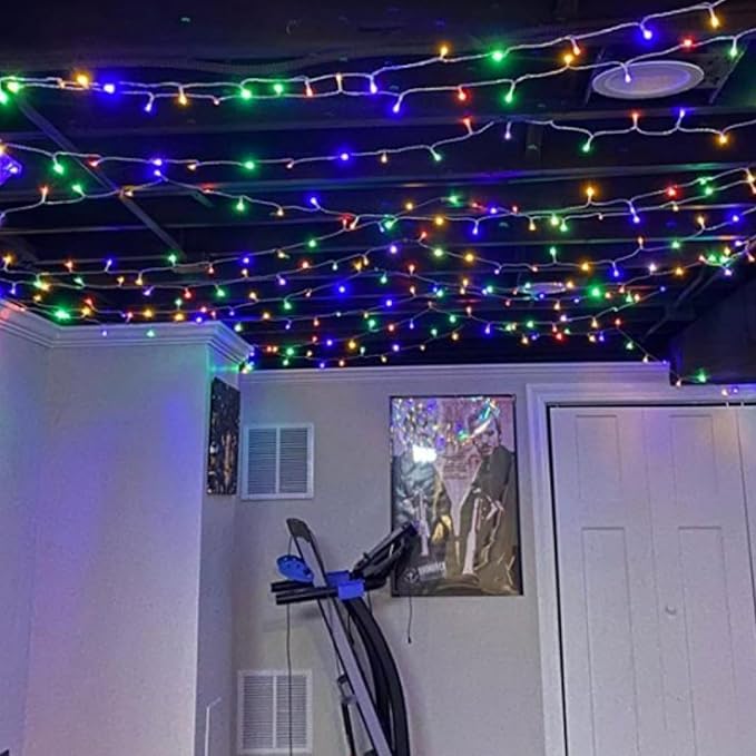 QITONG 165ft 500 LED String Lights Outdoor Waterproof, Multicolor Christmas Light with 8 Modes, Clear Wire Indoor Christmas Tree Lights Plug-in