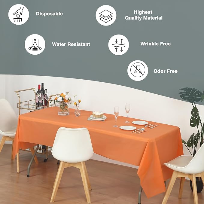 Craft And Party, Orange Plastic Table Cover Roll - 40in X 100 feet Heavy Duty Plastic Banquet Table Cover Roll. (Orange)