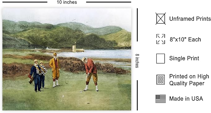 Poster Master The Putting Green Painting Poster - Golf Course Print - Golf Art - River Art - Sports Art - Landscape Art - Father's Day Art - Great Office or Living Room Decor - 8x10 UNFRAMED Wall Art
