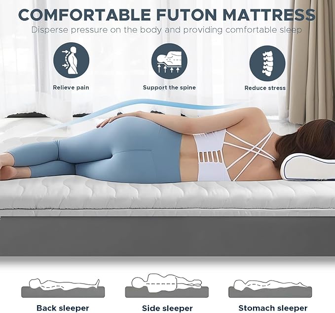 Japanese Floor Mattress, 100% High Density Comfortable Foam, 4" Thicken Foldable Mattress Tatami Mat Sleeping Pad, Ideal for Comfort and Support, Kids Floor Lounger Pillow Bed Sofa (Full）