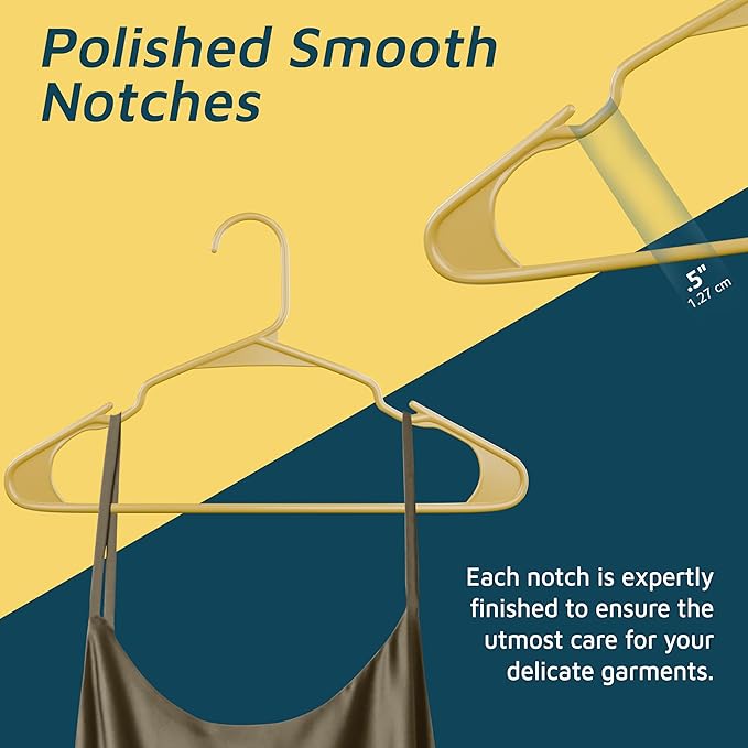 Plastic Clothes Hangers – Heavy Duty Hanger Set, for Organizing Clothes, Dresses, and Coat, Holds Up to 5 lbs, Space-Saving Hangers with Non-Slip Shoulder Grooves, Pack of 100, Yellow