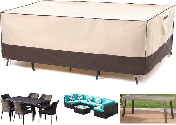F&J Outdoors Heavy Duty Rip-stop Fabric Extra Large Anti-UV Waterproof Patio Furniture Covers, 140"x86"x30.5"