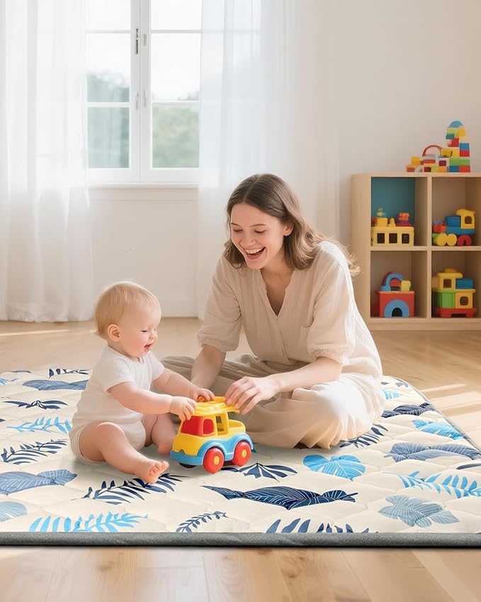 Baby Play Mats for Floor, 50x50 Playpen Mat, Thicken Cushioning Padding Foam Playmate for Baby and Toddlers Infants, Non-Slip & Machine Washable Tummy Time Mat