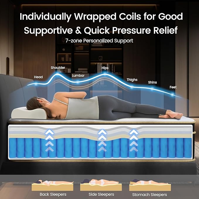 Firm Queen Mattress [New Version], 14 Inch Gel Memory Foam Hybrid Mattress Queen Size Bed in a Box, Pressure & Pain Relief, CertiPUR-US, Individual Pocket Spring, Edge Support