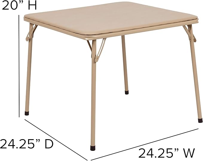 EMMA + OLIVER Kids Tan Folding Game and Activity Table - Toddler Table for Daycare Center