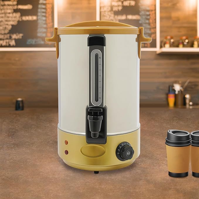 Electric Hot Water Dispenser 90 Cups Commercial Coffee Percolator & Beverage Dispenser w/Temperature Control, Stainless Steel Coffee Urn for Coffee & Tea