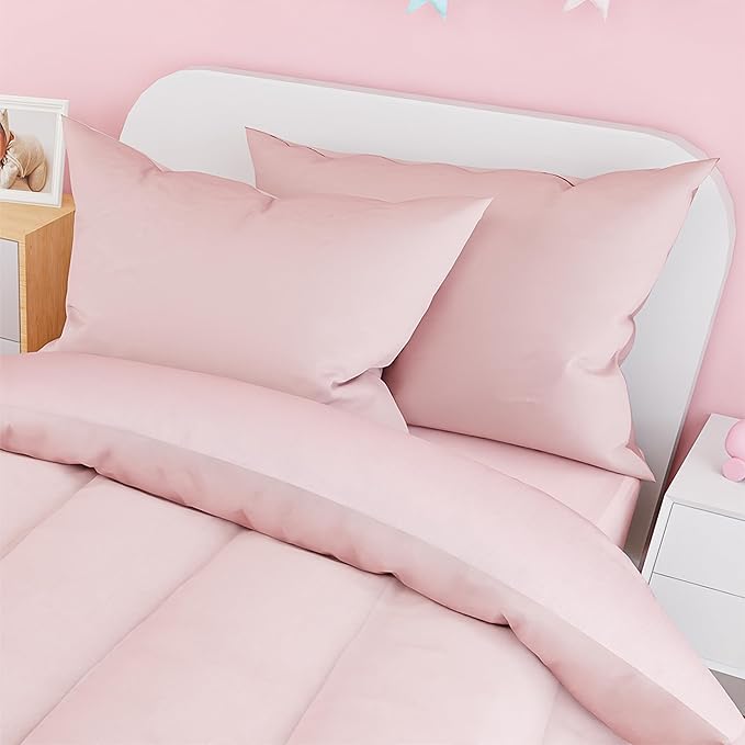 SANDJEST Pink Duvet Cover Sets Twin Size for Kids Girls, Include 1 Polyester Comforter Cover 68x86 Inches and 1 Pillowcase 20x26 Inches, Comforter Not Included, Gift for Christmas Birthday