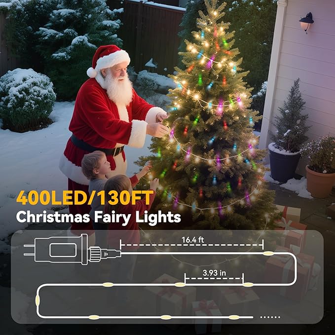 LitHome 400LED 130FT Christmas Led Fairy Lights with Remote, Color Changing Fairy Lights Plug in, 9 Modes Led String Lights for Indoor, Fairy String Lights Girls Bedroom Dorm Classroom Home Decor