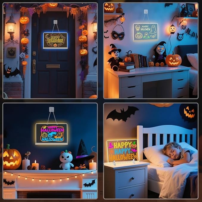 Lumiboard Led Drawing Board with 7 Colors,12"X8" Acrylic Dry Erase Board with Light, Include Adapter, Hanging Chain, Led Drawing Board for Kids with Stand,Birthday and Halloween Gifts for Kids