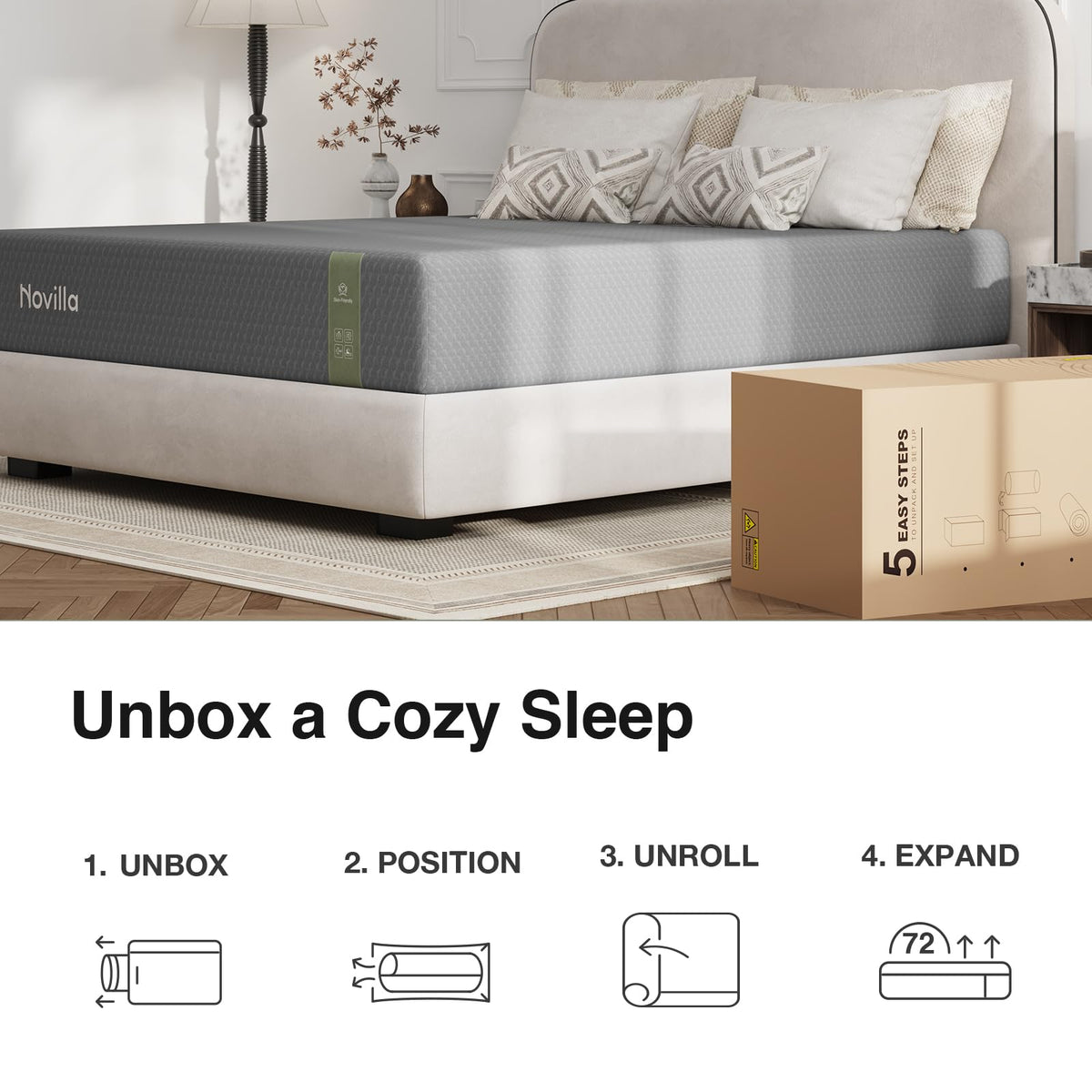 Novilla King Mattress, 10 Inch Cooling King Size Memory Foam Mattress