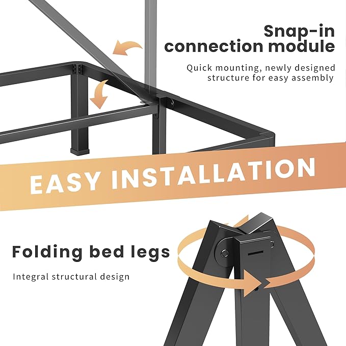 20 Inch Full Heavy Duty 3500 lbs Bed Frame with Round-Corner Legs & Anti-Squeak Design – Quick Assembly Metal Platform, No Box Spring Needed