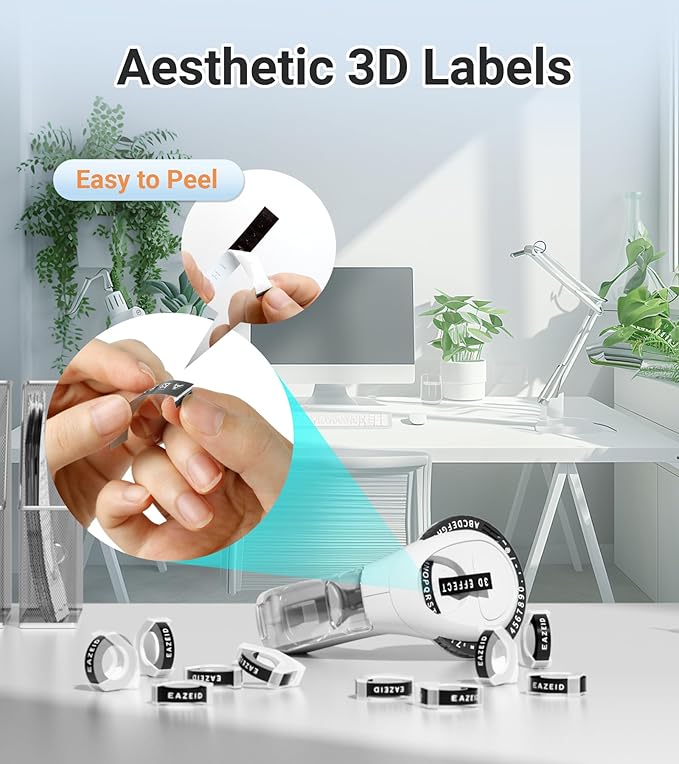 Embossing Label Maker Machine with 10 Tapes Black, Vintage Manual Labeler, 3D Embossed Label Maker Waterproof-Labels for Scrapbooking, Home Office & Kids School Items