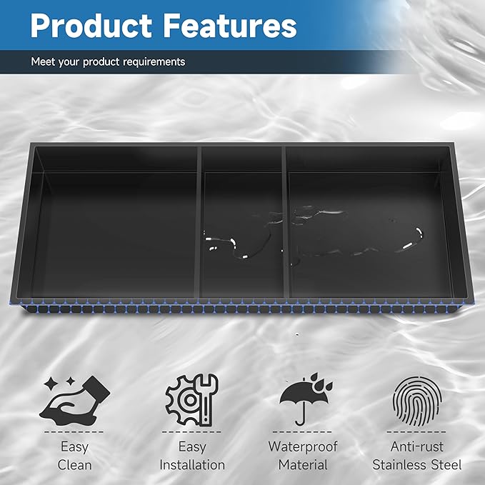 12" X 30" Stainless Steel Shower Niche Insert Tile Ready, Niche for Shower Wall, 3-Tier Recessed Shelves No Tile Needed for Bathroom Storage, Matte Black