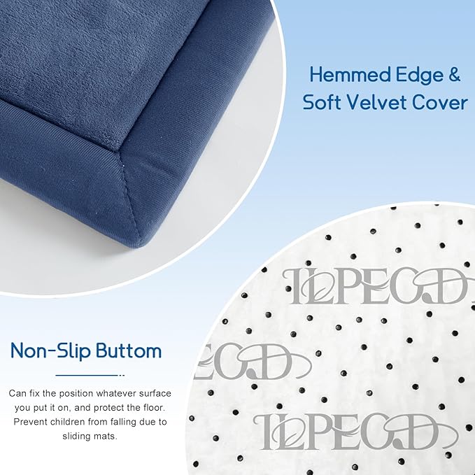 Baby Play Mat for Floor Tummy Time Nursery Muscle Mat Area Rug Playroom Tatami 79"x138" Memory Foam 1.3" Thick Crawling For Babies,Toddlers, Infants, Kids,Floor(Blue)