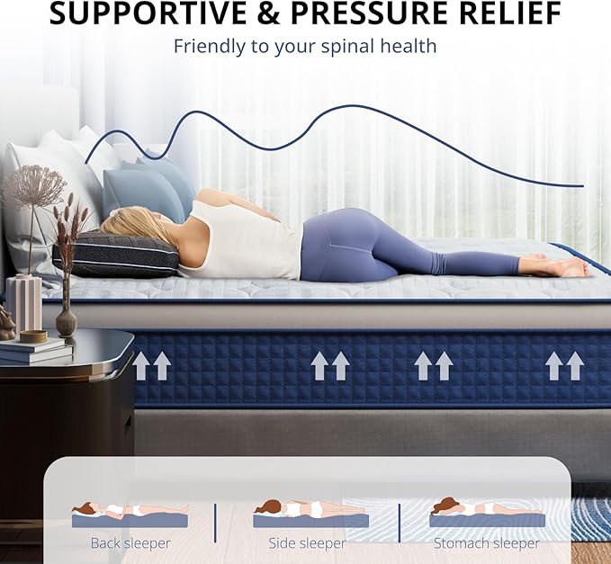 Queen Mattress 12 Inch Hybrid Mattress in a Box, Medium Firmness, Foam and Individual Pocket Springs for Motion Isolation & Pressure Relief, CertiPUR-US Certified, 60" x 80"
