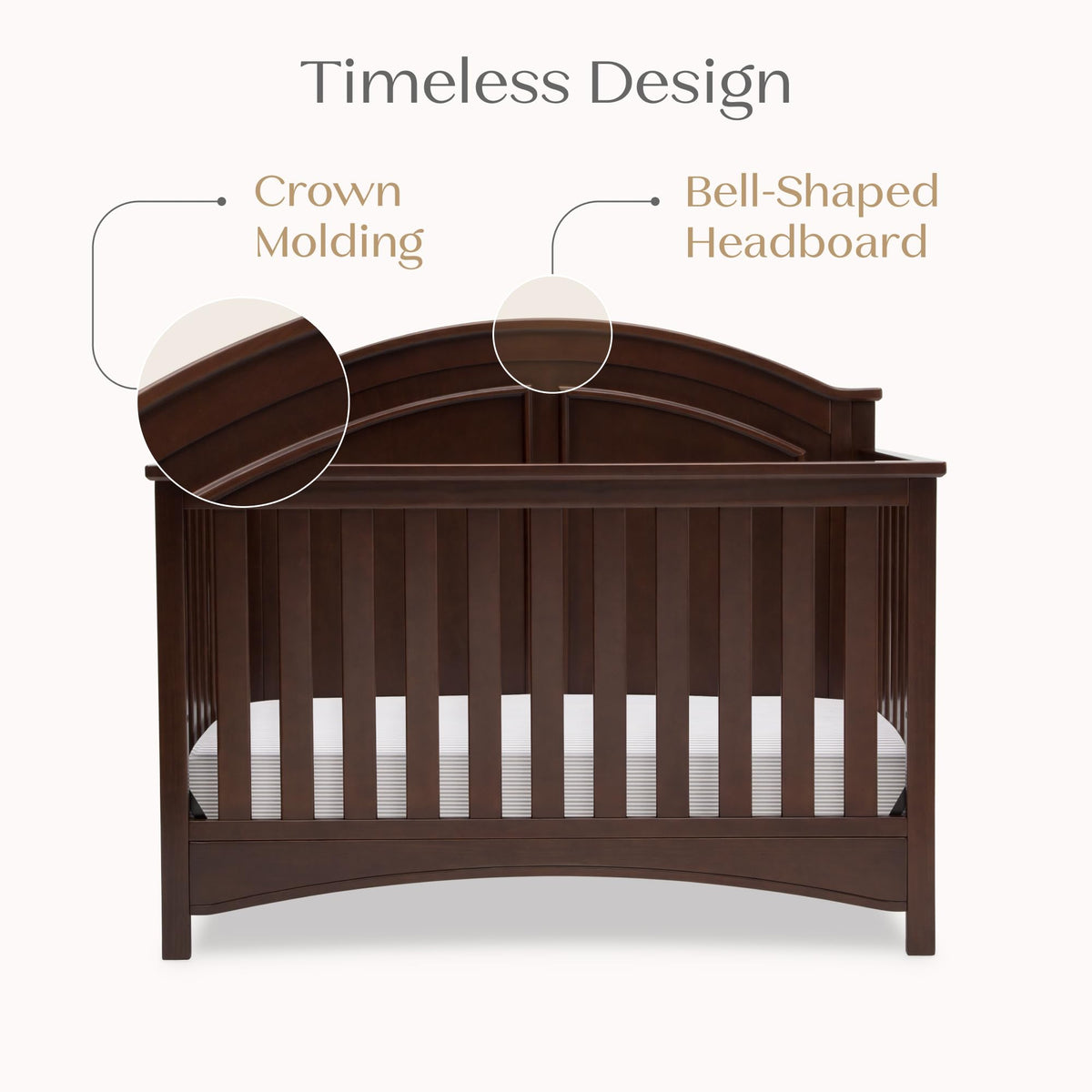 Delta Children Perry 6-in-1 Convertible Crib - Greenguard Gold Certified, Walnut Espresso