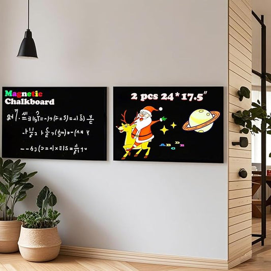 Magnetic Chalkboard Contact Paper 17.2" x 24" Self Adhesive Magnetic Wall Board Sticker with Liquid Chalk Black Chalk Board Wallpaper Roll Alternative Blackboard Paint