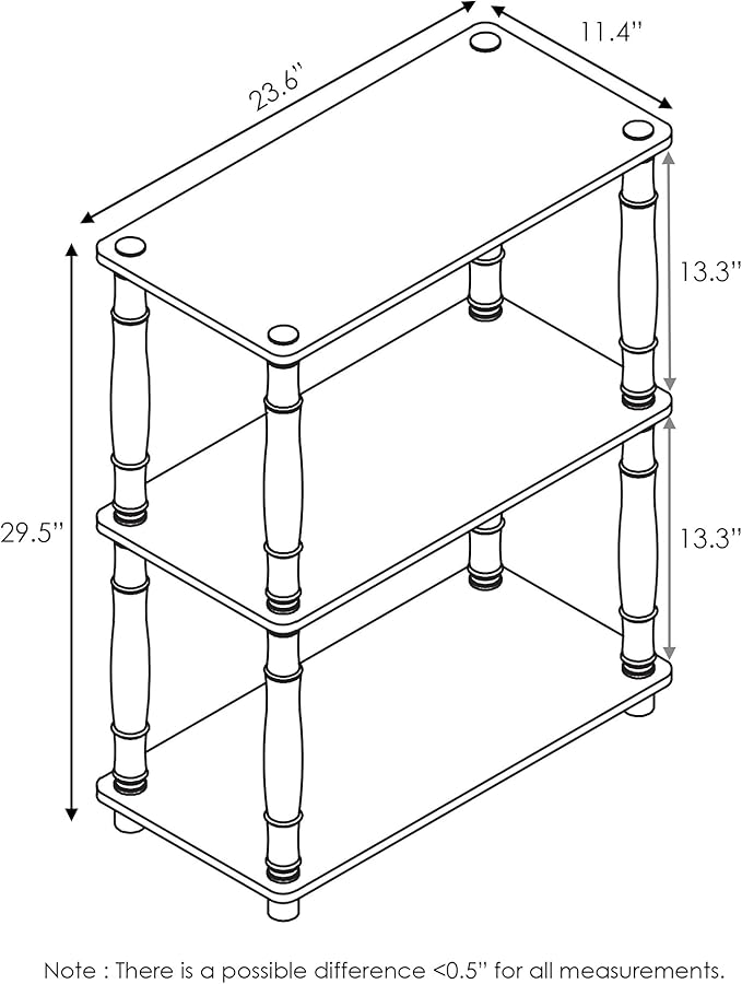 Furinno Turn-N-Tube 3-Tier Compact Multipurpose Shelf Display Rack with Classic Tube, Columbia Walnut/Black