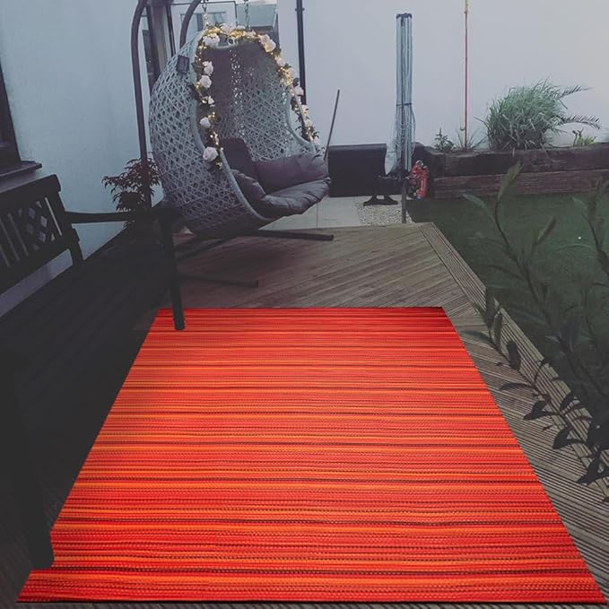 Outdoor/Indoor Rug Plastic Straw Rug Waterproof Portable Outdoor Mat, Easy to Clean and Fold,Perfect for Garden, Patio, Picnic, Decking-（Red，6x9Ft）
