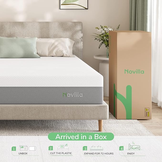 Novilla Twin Mattress, 10 Inch Gel Memory Foam Mattress for Enhanced Support & Motion Isolation, Medium Firm Bed Mattresses in a Box-Vibrant