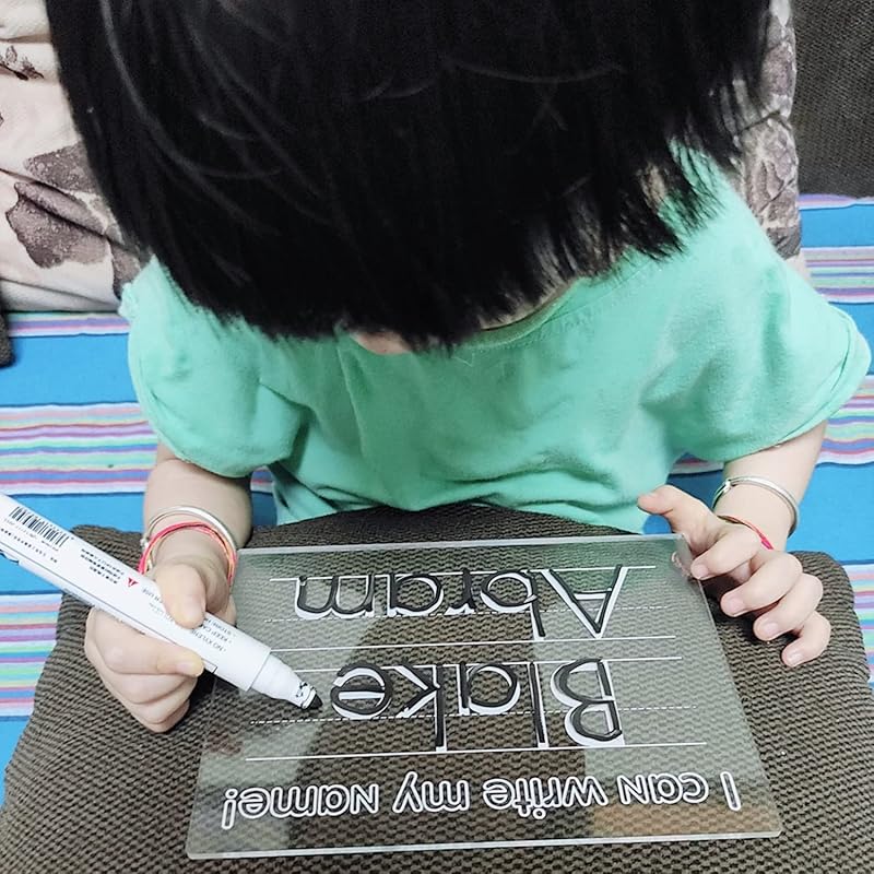 Personalized Name Tracing Board Custom Trace Dry Erase Board Reusable Washable Board Preschool Learning Education Supplies Tracing Board for Students Gift with Marker (8×10in)
