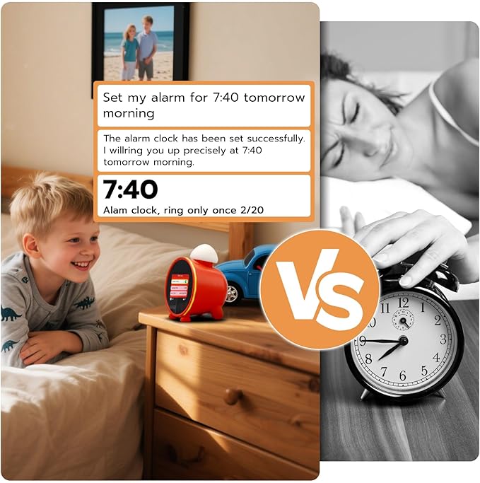 AI Clock Smart Clock with ChatGPT, WiFi Connect Voice Assistant Sound Clock Alarm with 2.8-Inch to Wake Alarm Clock for Toddlers and Kids