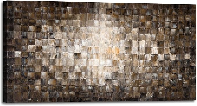 Inpraradiso Abstract Canvas Wall Art Picture : Large Bedroom Living Room Hand Painted Textured Painting Modern Square Artwork Kitchen Horizontal Contemporary Print for Home Office Decor
