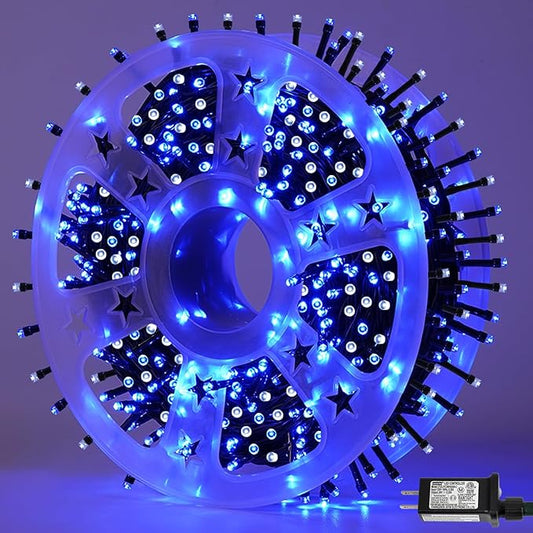 QITONG 500 LED String Lights Green Wire Blue and White Led