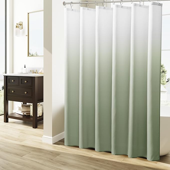 Naturoom Light Sage Shower Curtains for Bathroom,Ombre Cloth Fabric Shower Curtain Set with 12 Hooks Light Sage Bathroom Decor 72 x 72