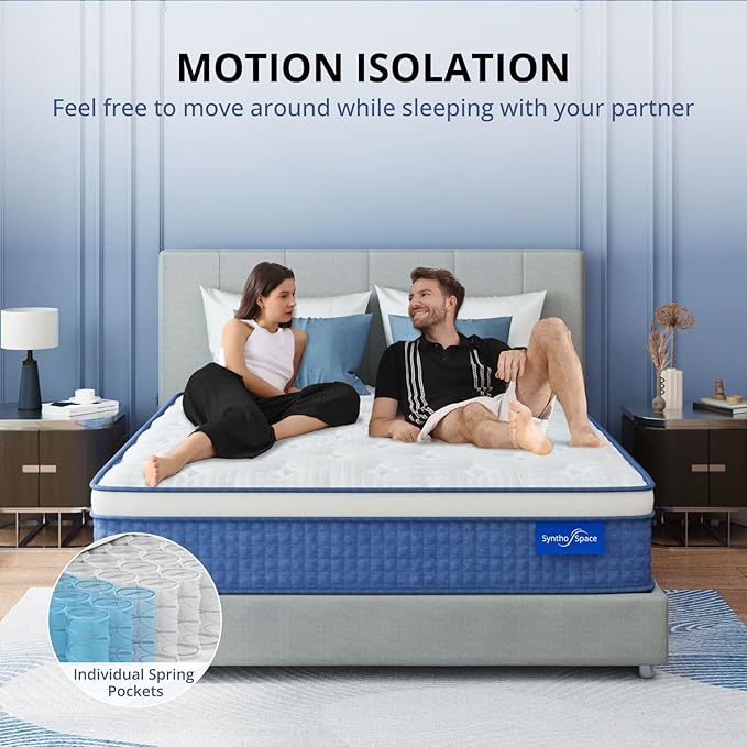King Size Mattress 12 Inch Hybrid Mattress in a Box, Medium Firmness, Foam and Individual Pocket Springs for Motion Isolation & Pressure Relief, CertiPUR-US Certified, 76" x 80"