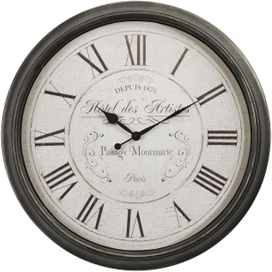 Extra Large Wall Clock, 30 Inch, Brown White, Silent Non-Ticking Quartz Movement, Battery Operated, Decorative Roman Numeral, Stylish Clock Living Room, Office, Home Decor