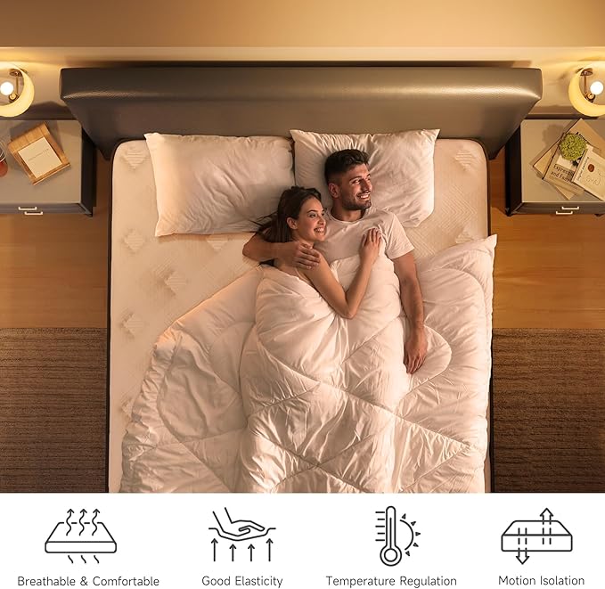 Yaak Queen Mattress 12 Inch, Hybrid Mattress in a Box Queen Size, Individual Pocket Spring Queen Bed Mattress with Breathable Memory Foam, Pressure Relief, Medium Firm Queen Size Mattress 80"x60"x12"