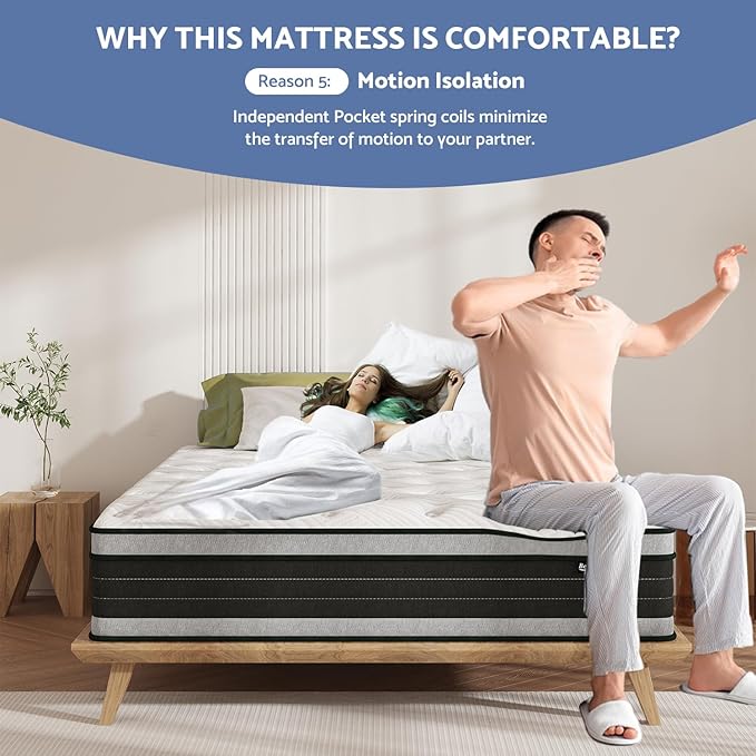Full Size Mattress, 14 Inch Hybrid Pillow Top Full Mattresses in a Box with Gel Memory Foam & Individually Pocket Coils, Medium Firm Mattress for Back Pain, Pressure Relief