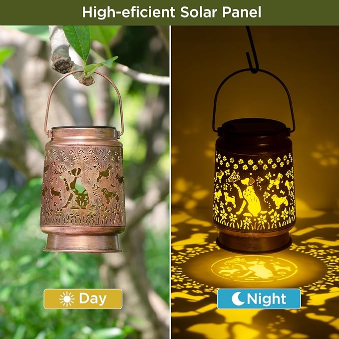Styleonme Dog Lover Solar Light, Mother's Day Lantern Gift for Mom Grandma Women Sister, Hanging Image Dogs Lanterns, Yard Corridor Garden Decor, Thanksgiving Day, Birthday Gifts