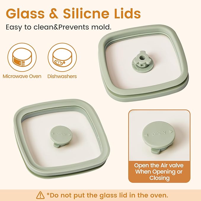 Square Glass Food Storage Jars with Lids[Set of 3], Perfect for Pasta, Cookies, Nuts, Coffee, Cereal, Flour, Organize Your Kitchen with these BPA-Free Glass Jars with Silicone Lids