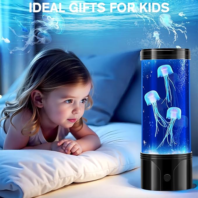 SENCU Jellyfish Lamp, LED Jelly Fish Light Lamp with 7 Color Changing USB Powered Relax Mood Aquarium Night Light Gift for Kids Men Women Home Office Table Room Decor