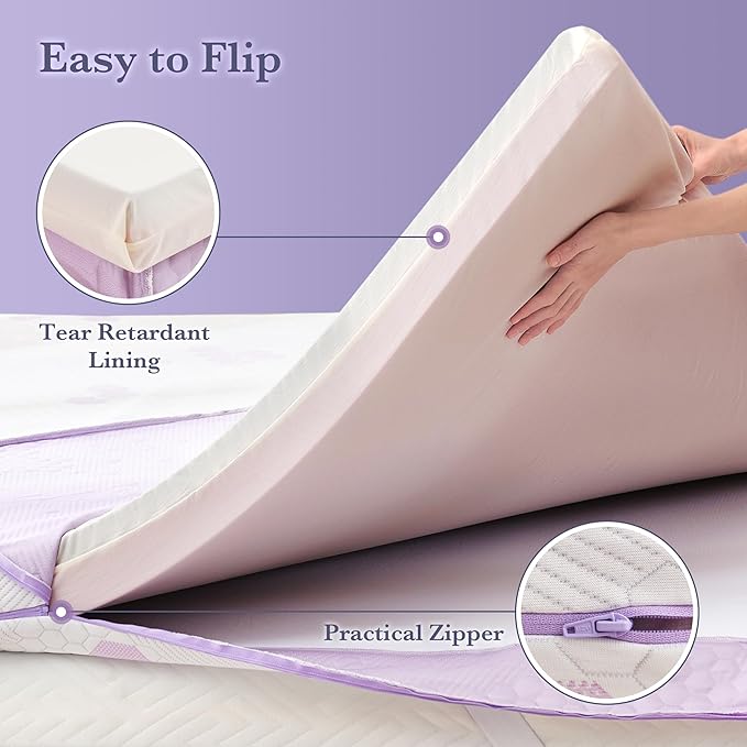 SINWEEK Ultra Soft 3 Inch Memory Foam Mattress Topper Twin Size, Soft Mattress Pad for Back Pain Relief, High Density Foam Bed Topper with Textured Cover, CertiPUR-US Certified