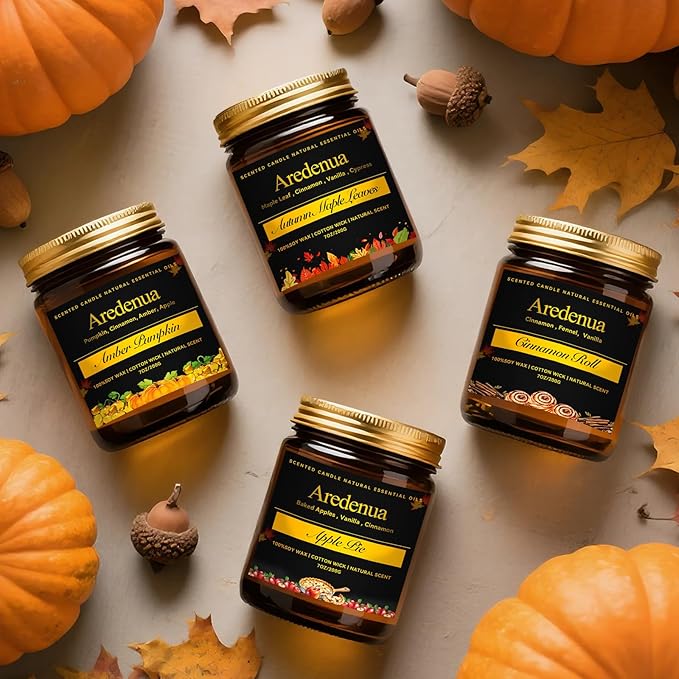 Fall Candle - Apple Pie Candle | Autumn Scented Candles for Home, 7oz Apple Soy Candles for Home Scented, 50 Hours Burn Time, Harvest Holiday/Halloween/Thanksgiving Fall Gifts for Women Men